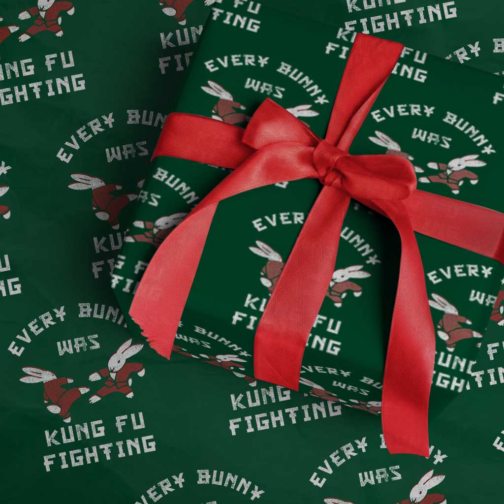Every Bunny Was Kung Fu Fighting Wrapping Paper Roll Funny Cool Easter Graphic TS10 Green Print Your Wear