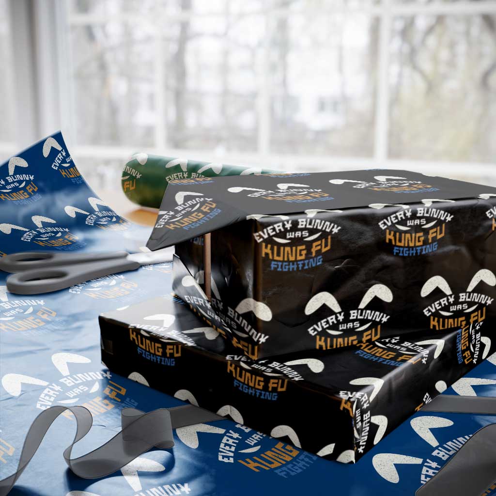 Every Bunny Was Kung Fu Fighting Wrapping Paper Roll Funny Easter Vintage Rabbit Face TS10 Black Print Your Wear