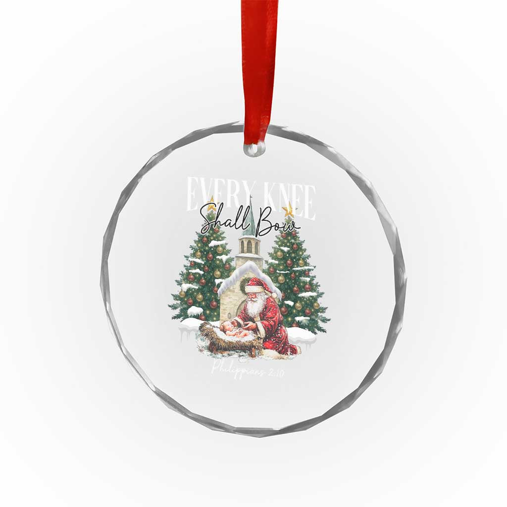 Every Knee Shall Bow Crystal Glass Ornament Nativity Scene Santa and Baby Jesus Christmas TS10 Print Your Wear