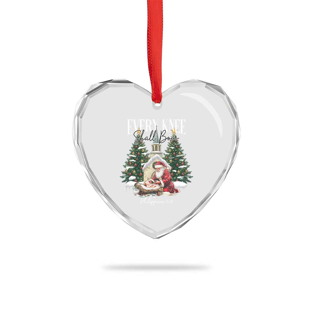 Every Knee Shall Bow Heart Crystal Glass Ornament Nativity Scene Santa and Baby Jesus Christmas TS10 Print Your Wear