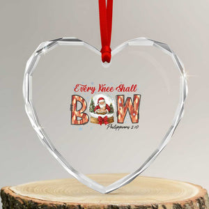 Every Knee Shall Bow Heart Crystal Glass Ornament Santa Christmas Nativity Scene Bible Verse TS11 Transparent Glass 3'' Heart Print Your Wear