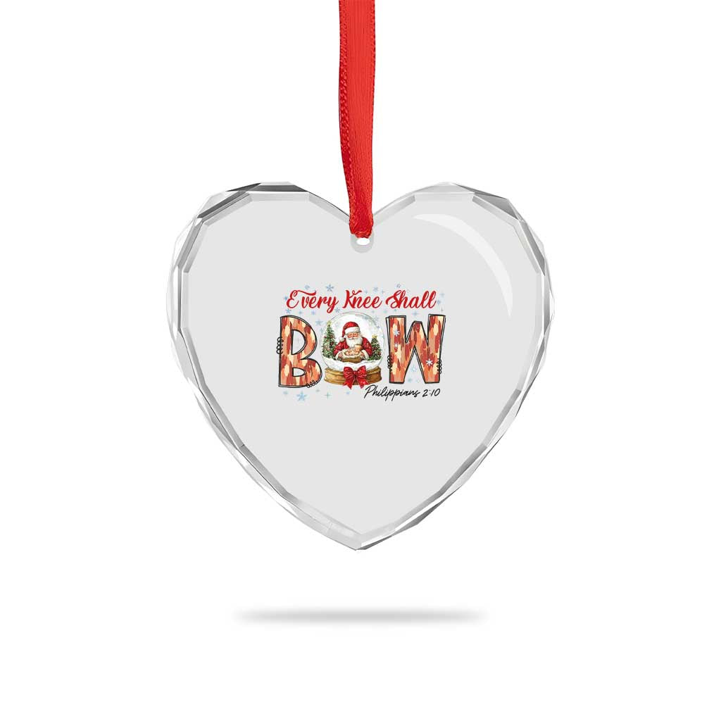 Every Knee Shall Bow Heart Crystal Glass Ornament Santa Christmas Nativity Scene Bible Verse TS11 Print Your Wear