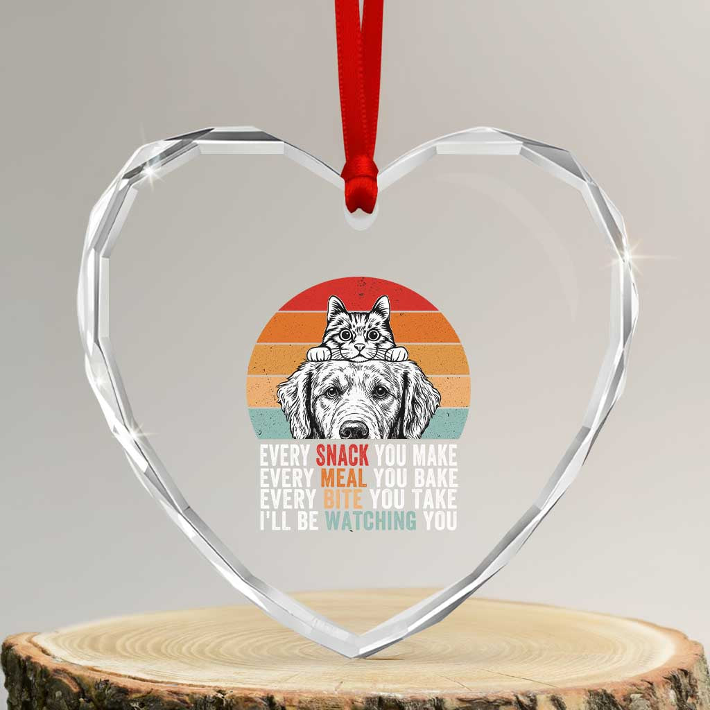 Every Snack You Make Heart Crystal Glass Ornament Funny Dog Cat Lovers TS14 Transparent Glass 3'' Heart Print Your Wear