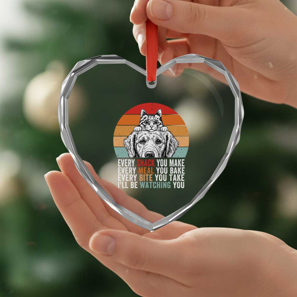 Every Snack You Make Heart Crystal Glass Ornament Funny Dog Cat Lovers TS14 Print Your Wear