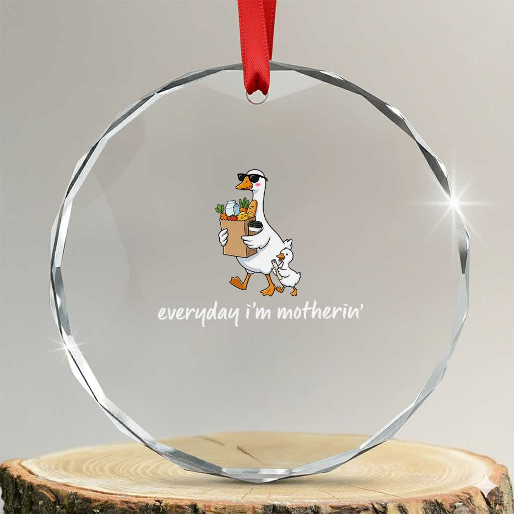 Everyday I'm Motherin Crystal Glass Ornament Funny Goose Mom TS14 Transparent Glass 3'' Circle Print Your Wear