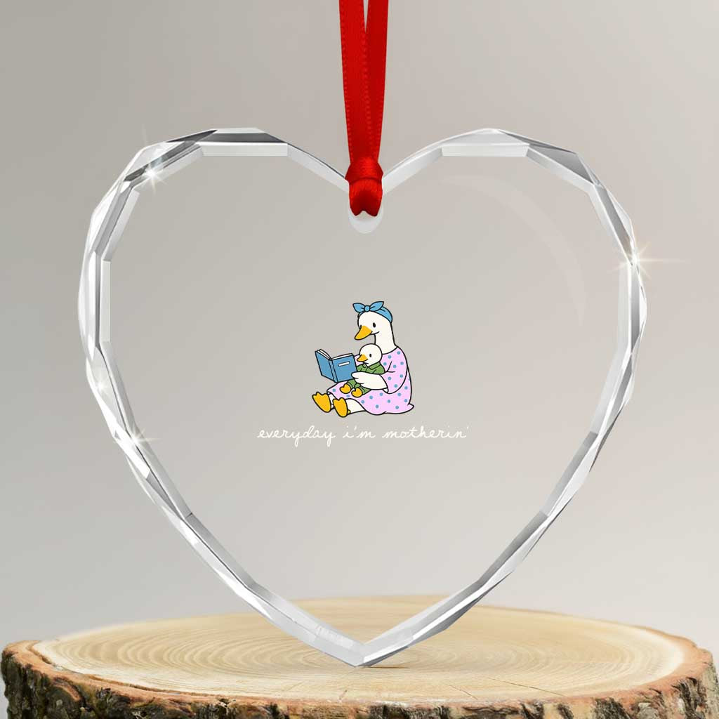 Everyday I'm Motherin Heart Crystal Glass Ornament Funny Goose Mom Mother Day Gifts TS14 Transparent Glass 3'' Heart Print Your Wear