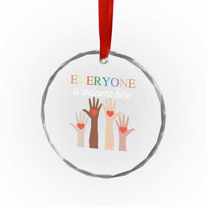 Everyone Is Welcome Here Crystal Glass Ornament Equality Fist Hands Hearts TS02 Print Your Wear