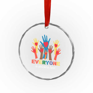 Everyone Is Welcome Here Crystal Glass Ornament Equality Rainbow Fist Hands TS02 Print Your Wear