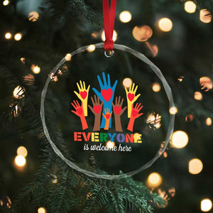 Everyone Is Welcome Here Crystal Glass Ornament Equality Rainbow Fist Hands TS02 Print Your Wear