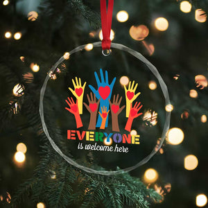 Everyone Is Welcome Here Crystal Glass Ornament Equality Rainbow Fist Hands TS02 Print Your Wear
