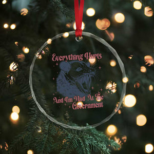 Everything Hurts And I Am Mad At The Government Crystal Glass Ornament Funny Burnout Possum TS11 Print Your Wear