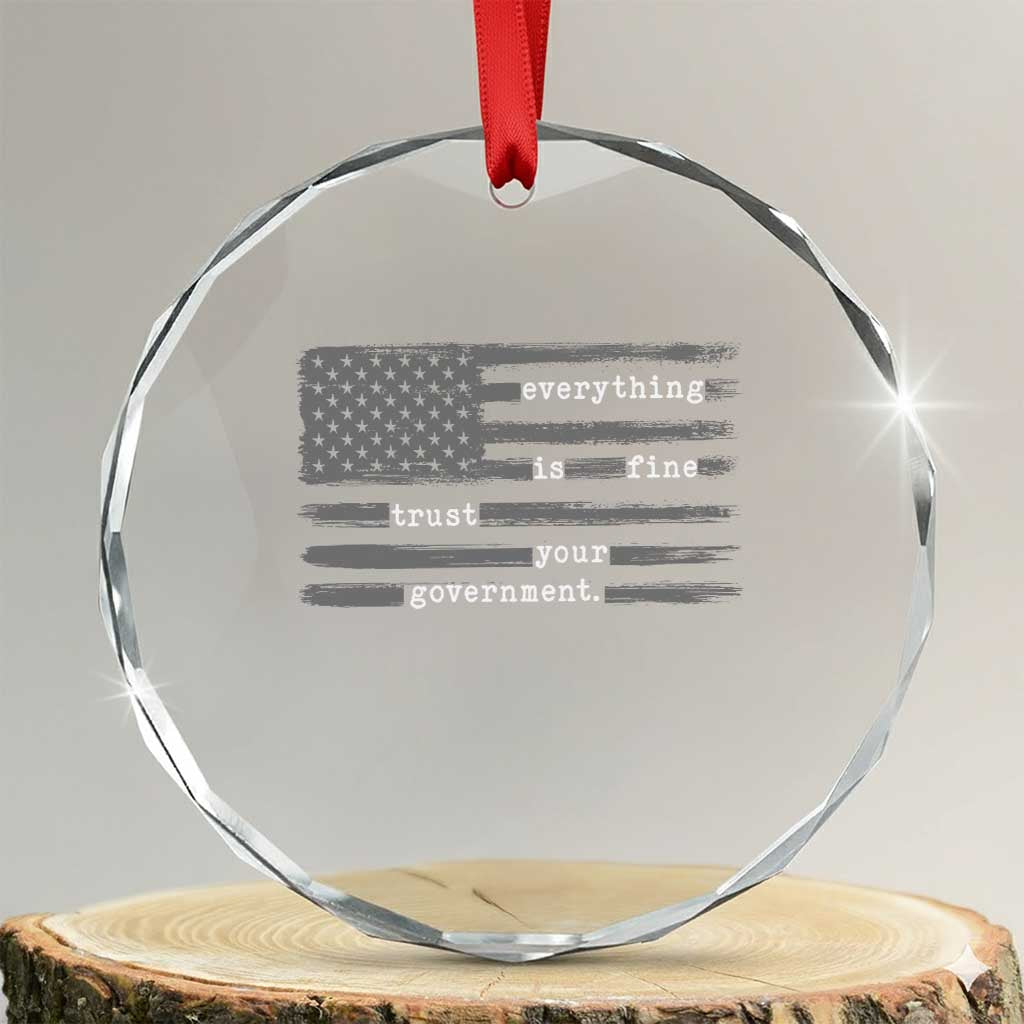 Everything is Fine Trust Your Government Crystal Glass Ornament Funny Political Sarcastic American Flag TS14 Transparent Glass 3'' Circle Print Your Wear