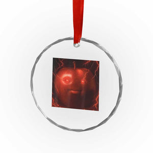 Evil Freaky Apple Meme Crystal Glass Ornament Creepy Dark AI Fruit Face With Glowing Eyes TS02 Print Your Wear
