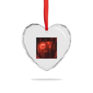 Evil Freaky Apple Meme Heart Crystal Glass Ornament Creepy Dark AI Fruit Face With Glowing Eyes TS02 Print Your Wear
