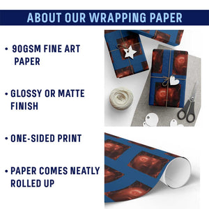 Evil Freaky Apple Meme Wrapping Paper Roll Creepy Dark AI Fruit Face With Glowing Eyes TS02 Print Your Wear