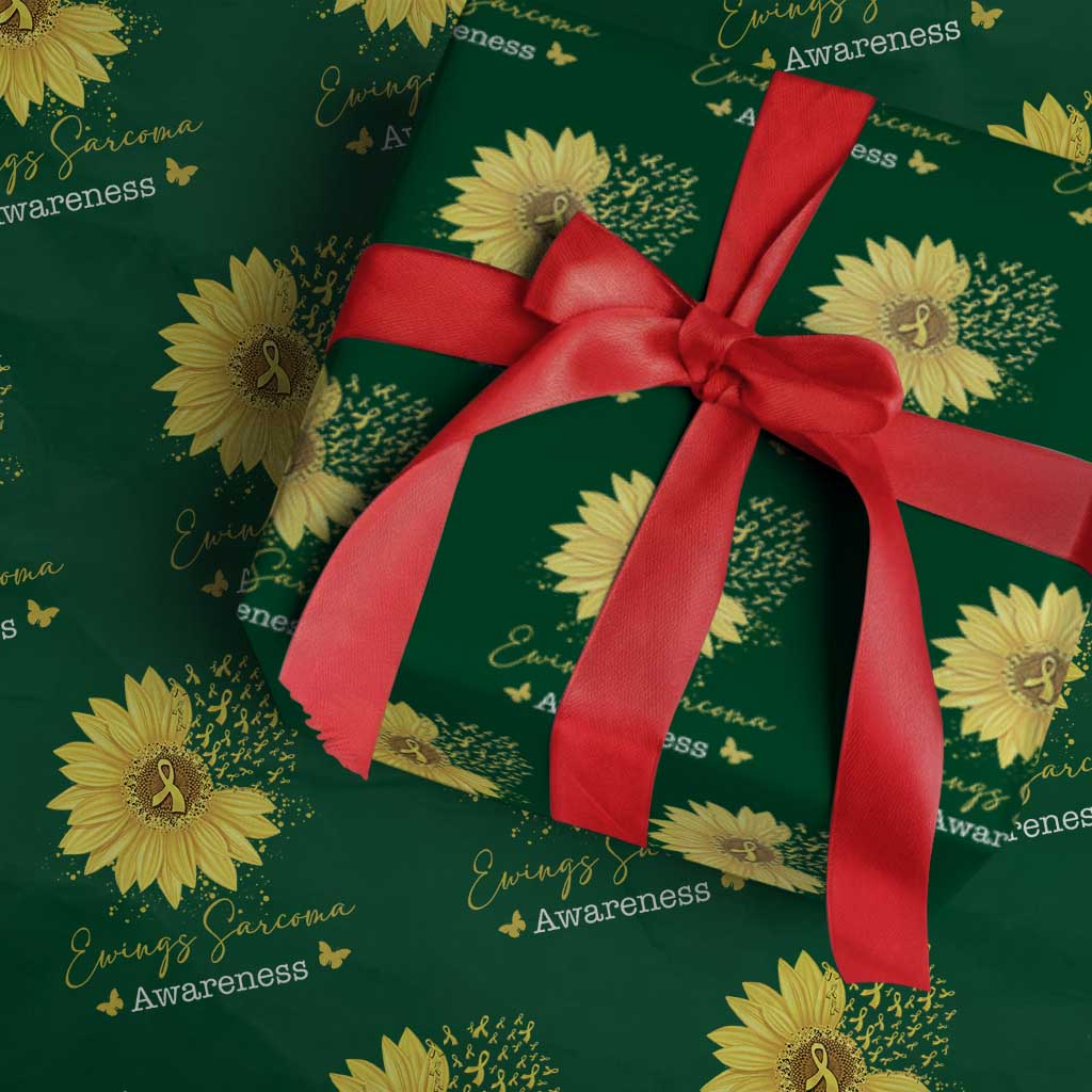Ewings Sarcoma Awareness Wrapping Paper Roll Yellow Flower Petal Ribbons Sunflower TS11 Green Print Your Wear