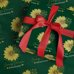 Ewings Sarcoma Awareness Wrapping Paper Roll Yellow Flower Petal Ribbons Sunflower TS11 Green Print Your Wear