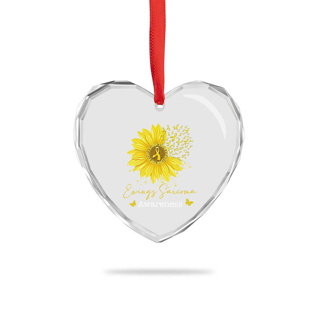 Ewings Sarcoma Awareness Heart Crystal Glass Ornament Yellow Flower Petal Ribbons Sunflower TS11 Print Your Wear