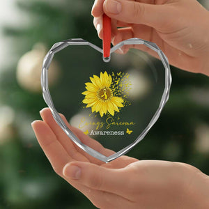 Ewings Sarcoma Awareness Heart Crystal Glass Ornament Yellow Flower Petal Ribbons Sunflower TS11 Print Your Wear