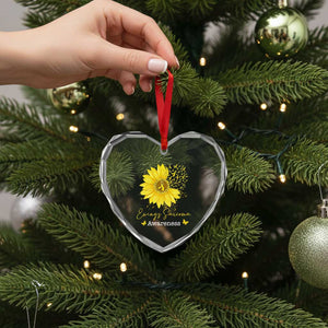 Ewings Sarcoma Awareness Heart Crystal Glass Ornament Yellow Flower Petal Ribbons Sunflower TS11 Print Your Wear