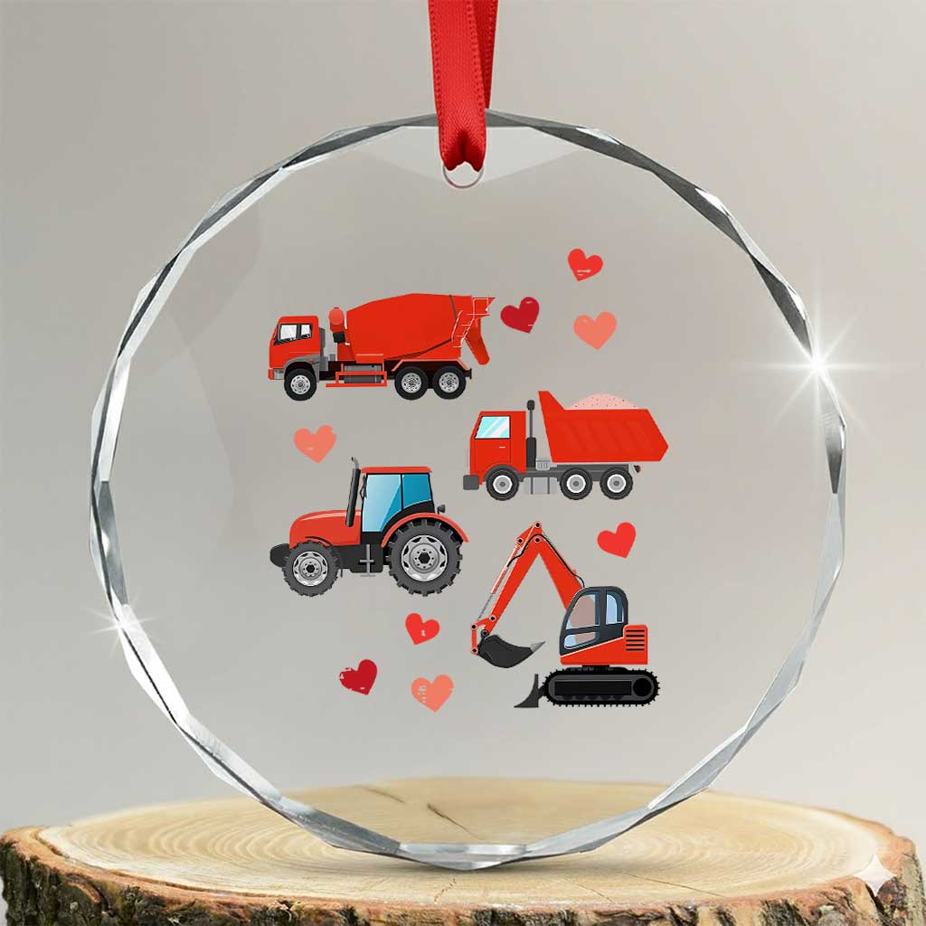Excavator Construction Crystal Glass Ornament Car Tractor Truck Lovers TS10 Transparent Glass 3'' Circle Print Your Wear