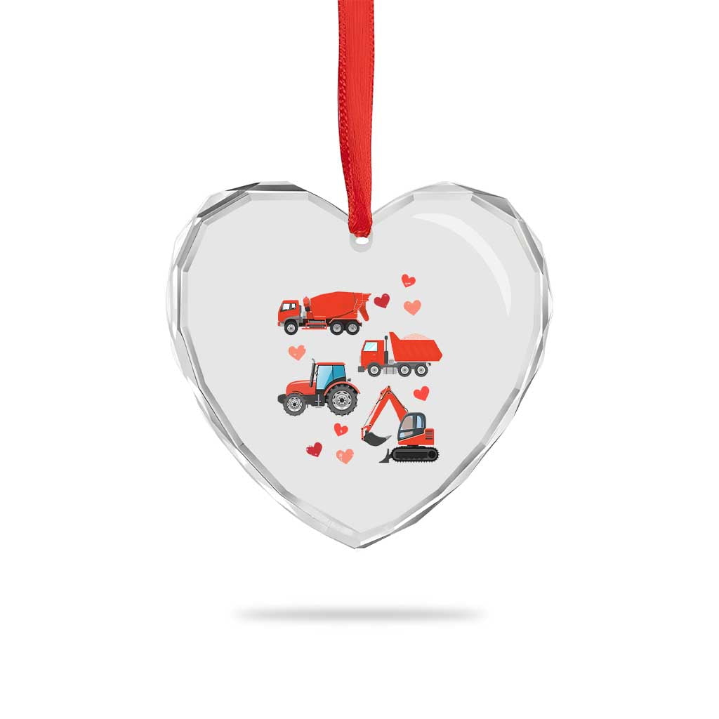 Excavator Construction Heart Crystal Glass Ornament Car Tractor Truck Lovers TS10 Print Your Wear