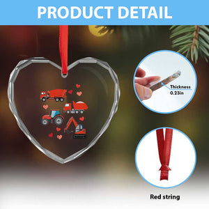 Excavator Construction Heart Crystal Glass Ornament Car Tractor Truck Lovers TS10 Print Your Wear