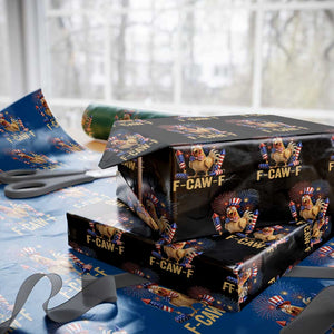 F Caw F 4th of July Wrapping Paper Roll Funny Rooster Meme American Flag Fireworks