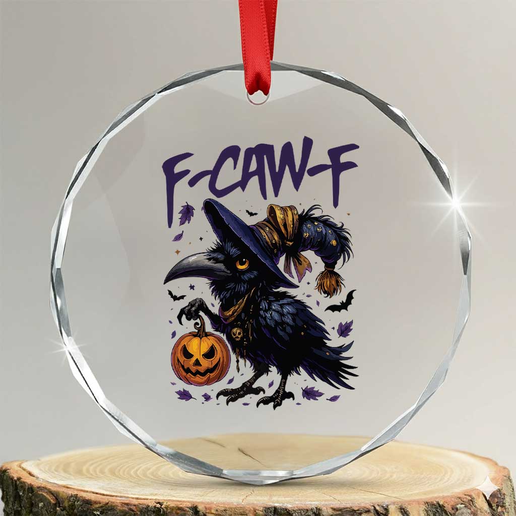 F Caw F Black Crow Halloween Meme Crystal Glass Ornament TS14 Transparent Glass 3'' Circle Print Your Wear