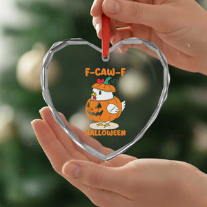 F Caw F Chicken Cute Halloween Costume Heart Crystal Glass Ornament Funny Jack O LAttern Poultry Meme Fall Vibes TS02 Print Your Wear