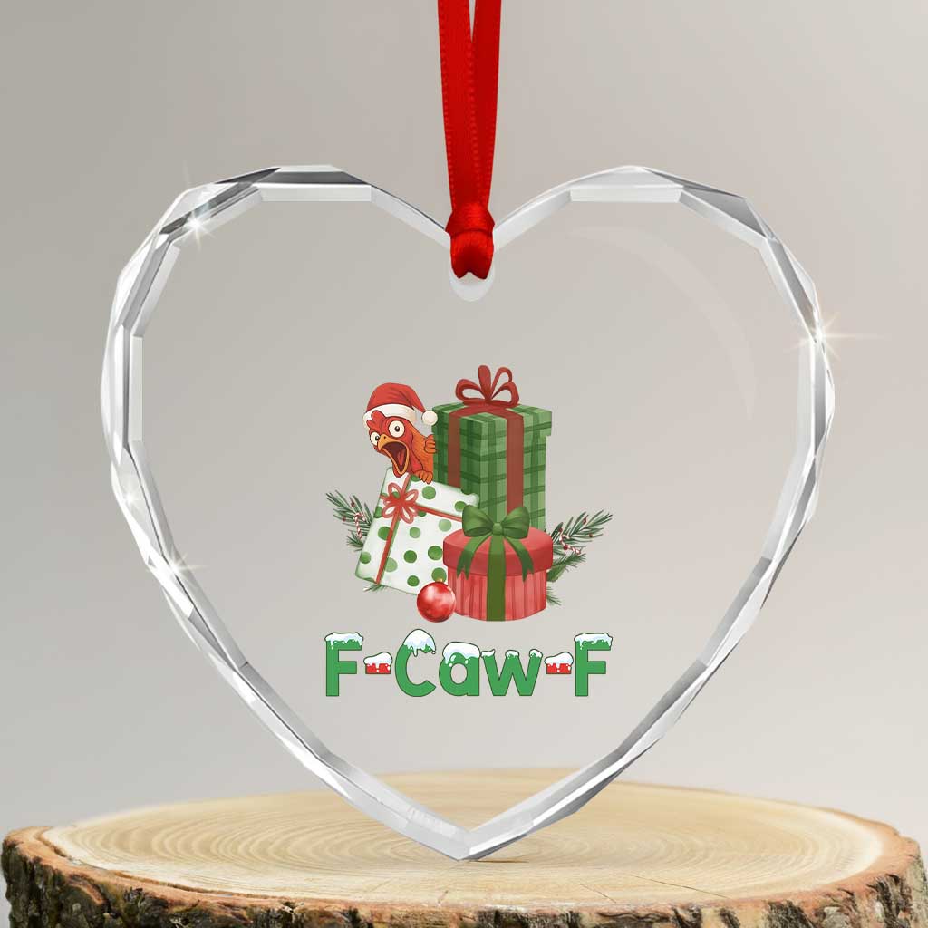 F Caw F Chicken Heart Crystal Glass Ornament Funny Farm Life Holiday Gift TS12 Transparent Glass 3'' Heart Print Your Wear