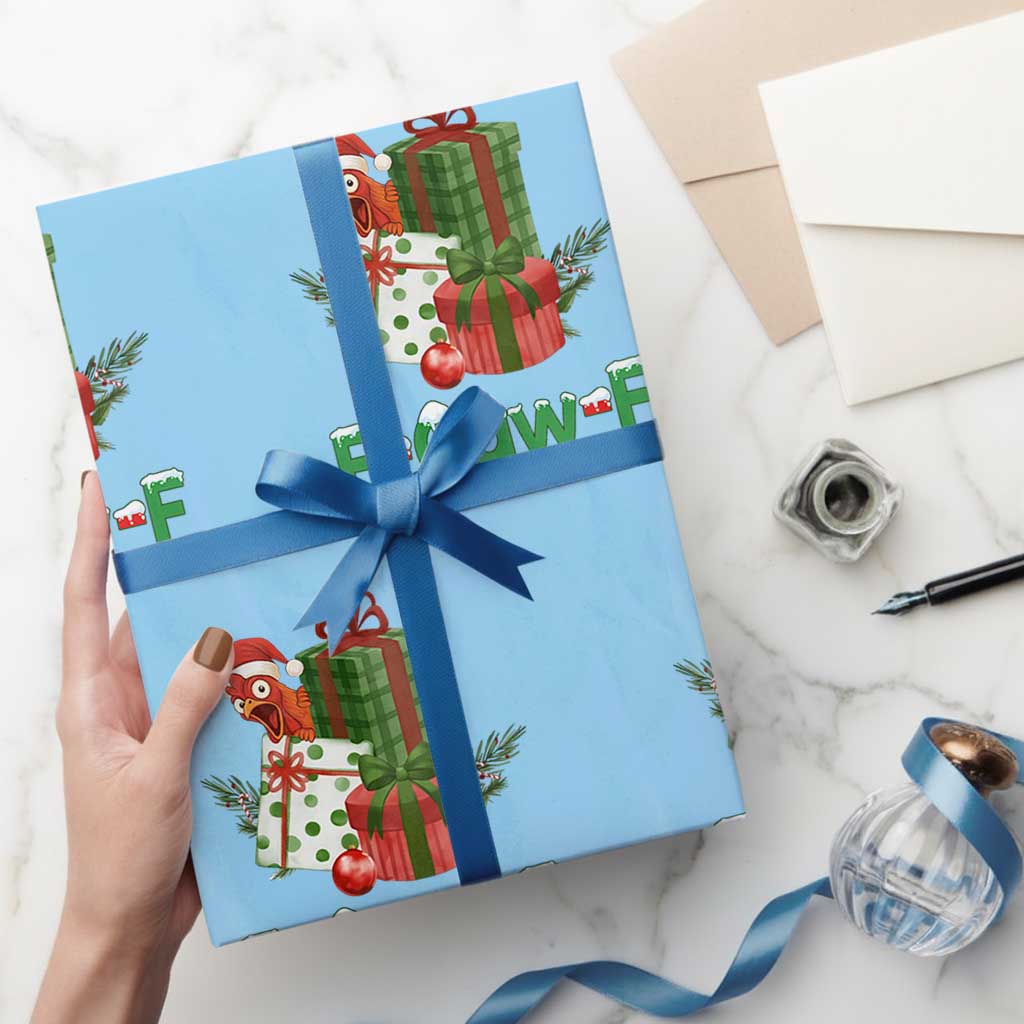 F Caw F Chicken Wrapping Paper Roll Funny Farm Life Holiday Gift TS12 Light Blue Print Your Wear