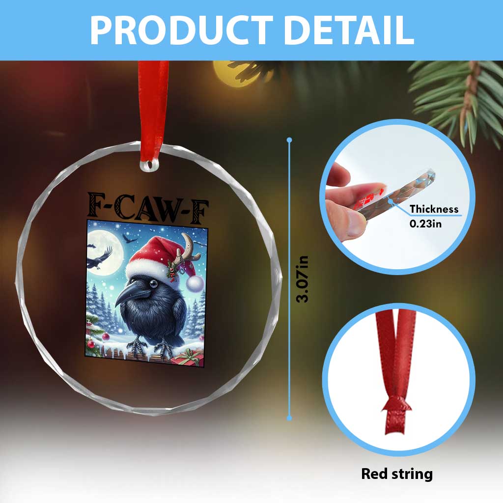 F Caw F Christmas Raven Crystal Glass Ornament Funny Bird Lover Gift TS12 Print Your Wear