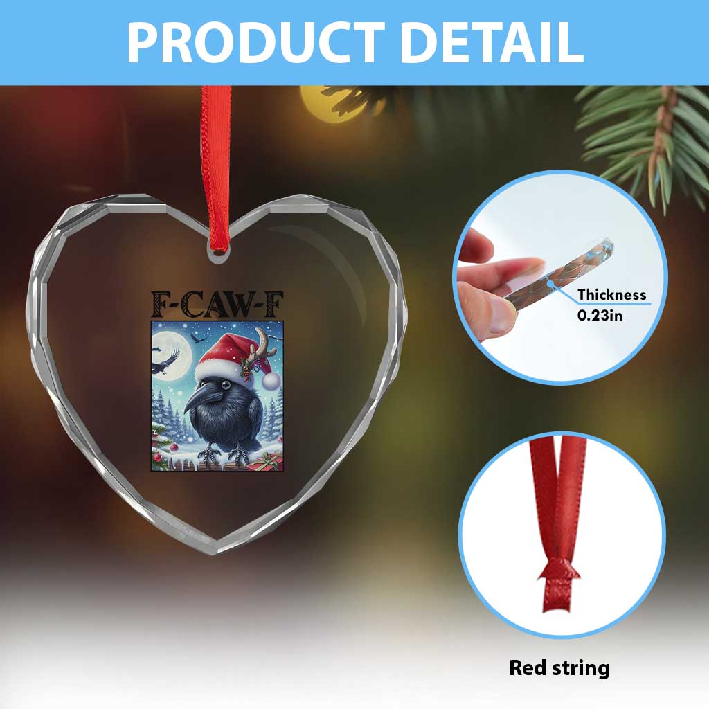 F Caw F Christmas Raven Heart Crystal Glass Ornament Funny Bird Lover Gift TS12 Print Your Wear
