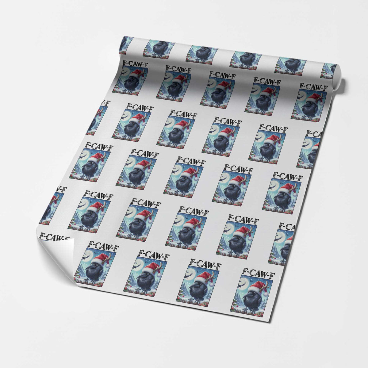 F Caw F Christmas Raven Wrapping Paper Roll Funny Bird Lover Gift TS12 White Print Your Wear