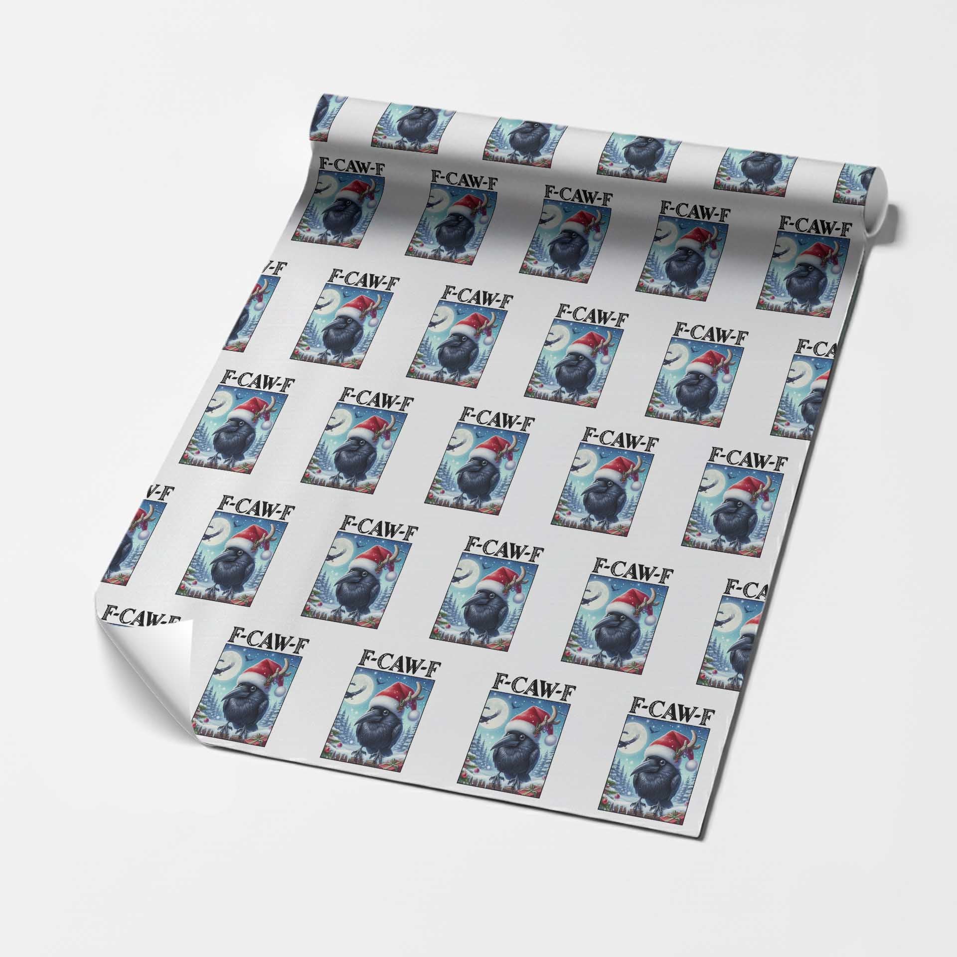 F Caw F Christmas Raven Wrapping Paper Roll Funny Bird Lover Gift TS12 White Print Your Wear