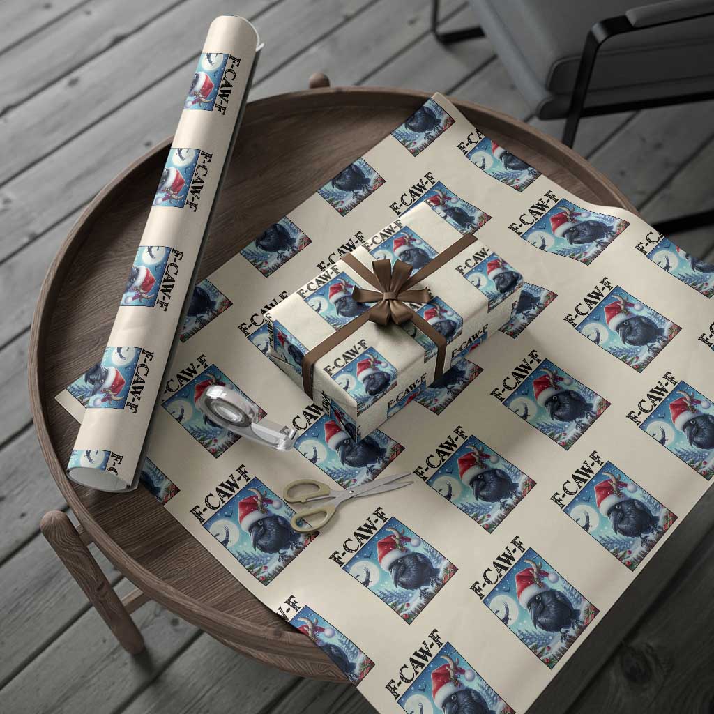 F Caw F Christmas Raven Wrapping Paper Roll Funny Bird Lover Gift TS12 Beige Print Your Wear