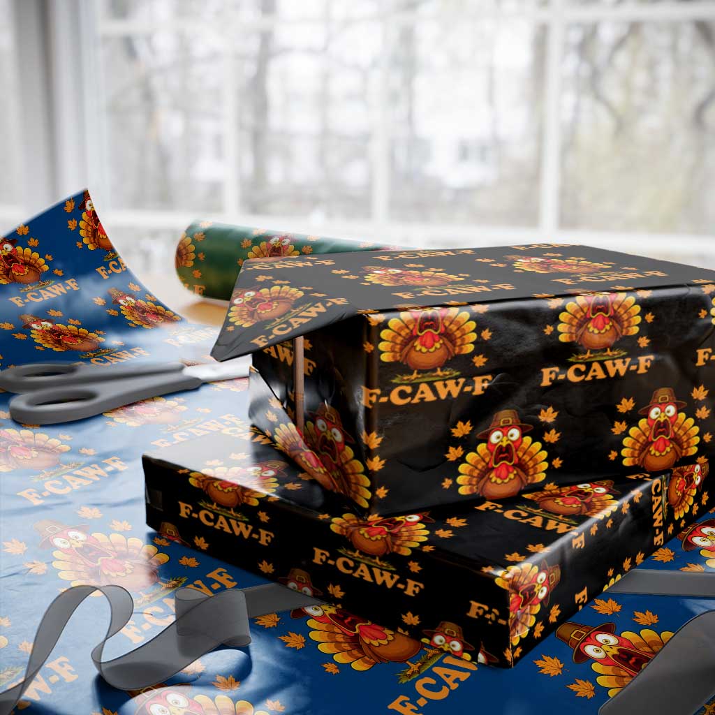 F-Caw-F Funny Turkey Wrapping Paper Roll Happy Thanksgiving Day Autumn Family Dinner TS10 Black Print Your Wear