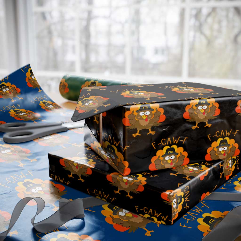 F-Caw-F Funny Turkey Wrapping Paper Roll Happy Thanksgiving Day Family Dinner TS10 Black Print Your Wear