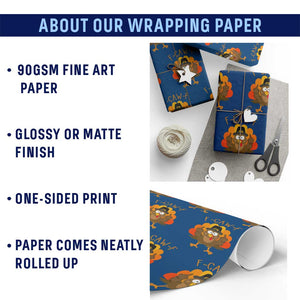 F-Caw-F Funny Turkey Wrapping Paper Roll Happy Thanksgiving Day Family Dinner TS10 Print Your Wear