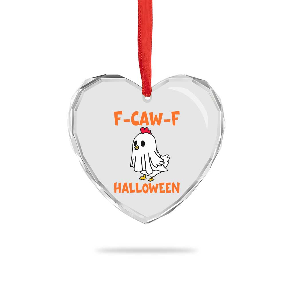 F Caw F Ghost Chicken Costume Heart Crystal Glass Ornament Funny Cute Halloween Poultry Lover TS02 Print Your Wear