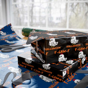 F Caw F Ghost Chicken Costume Wrapping Paper Roll Funny Cute Halloween Poultry Lover TS02 Black Print Your Wear