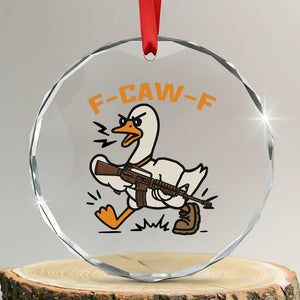 F Caw F Goose With Gun Crystal Glass Ornament Funny Rebellious Gift TS12 Transparent Glass 3'' Circle Print Your Wear