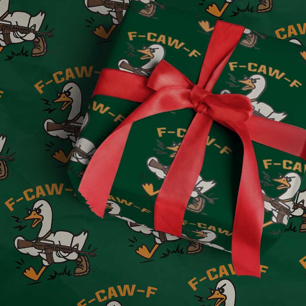F Caw F Goose With Gun Wrapping Paper Roll Funny Rebellious Gift TS12 Green Print Your Wear