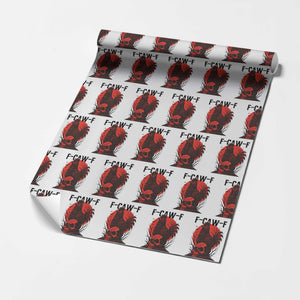 F Caw F Gothic Chicken Horror Wrapping Paper Roll Creepy Skull Rooster Halloween Dark Humor TS02 White Print Your Wear