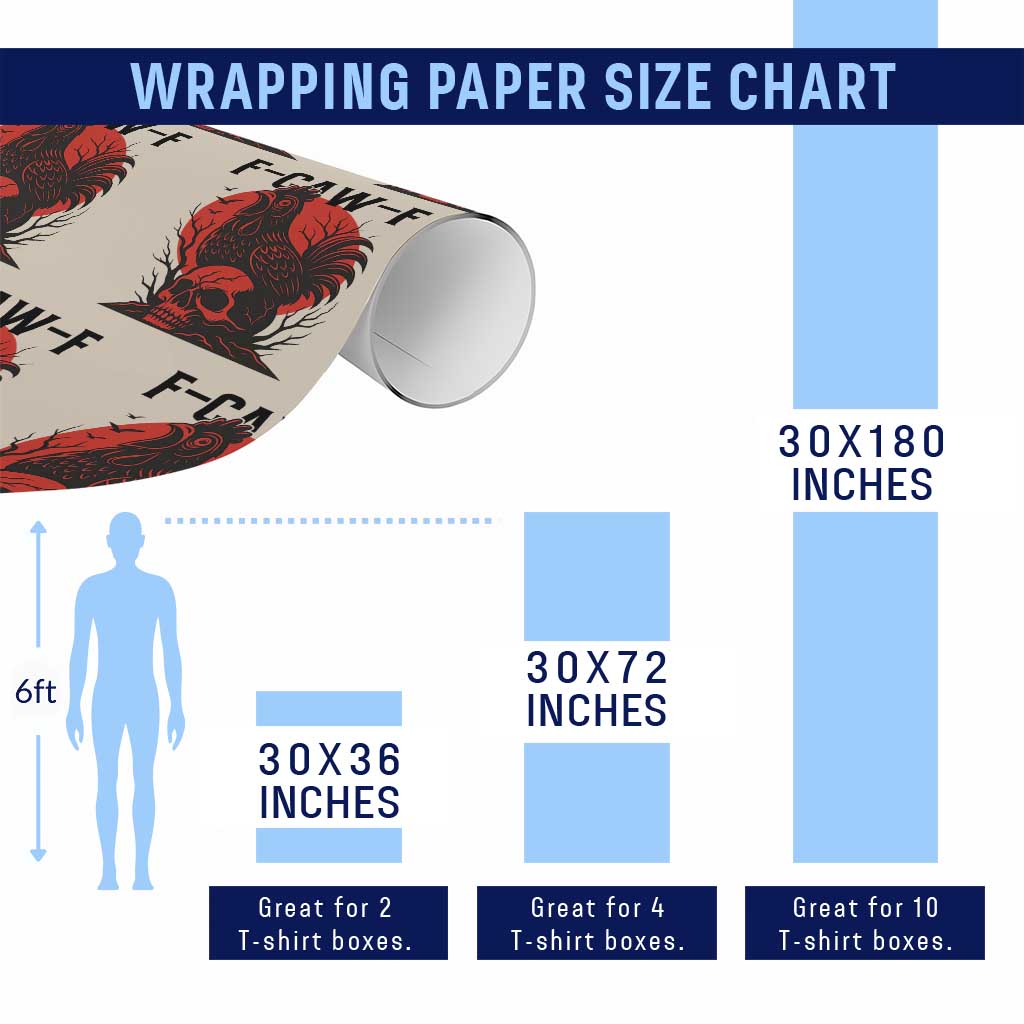 F Caw F Gothic Chicken Horror Wrapping Paper Roll Creepy Skull Rooster Halloween Dark Humor TS02 Print Your Wear