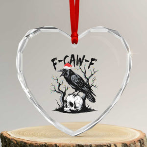 F Caw F Gothic Christmas Raven Heart Crystal Glass Ornament With Skull Funny Dark Holiday Humor Spooky Season TS02 Transparent Glass 3'' Heart Print Your Wear
