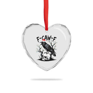 F Caw F Gothic Christmas Raven Heart Crystal Glass Ornament With Skull Funny Dark Holiday Humor Spooky Season TS02 Print Your Wear