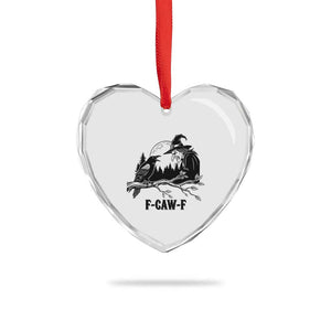 F Caw F Gothic Raven and Witch Heart Crystal Glass Ornament Funny Halloween Spooky October Vibes TS02 Print Your Wear