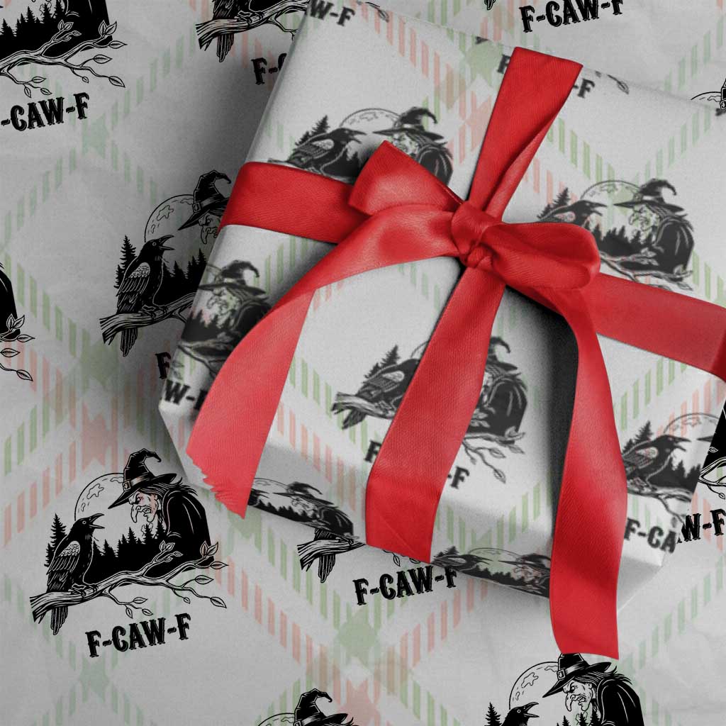 F Caw F Gothic Raven and Witch Wrapping Paper Roll Funny Halloween Spooky October Vibes TS02 Christmas Plaid Print Your Wear